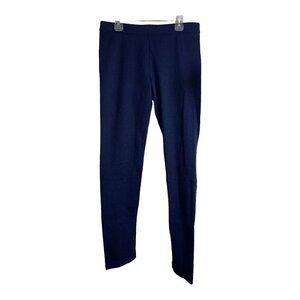 EDDIE BAUER Womens Ponte Knit Leggings Navy Side Zip Stretch Mid Rise Pants Sz 4